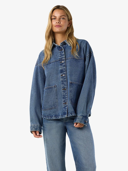 Kettie Denim Shacket (Mid Blue)