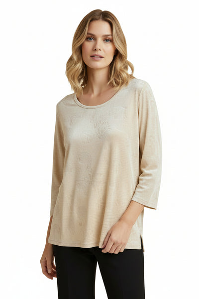 Kathie Velvet Print Top (Off White)