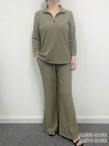 Marion Ribbed Pant (Sage)