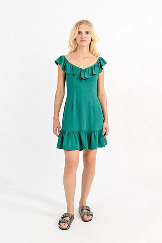 Emma Fit and Flare Dress (Emerald Green)