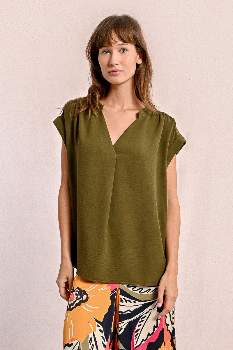 Mellie Woven Blouse (Khaki Green)