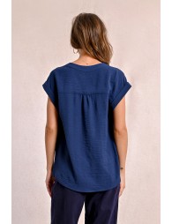 Mellie Woven Blouse (Marine Blue)
