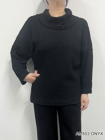 Marcie Cowl Neck Top (Black)
