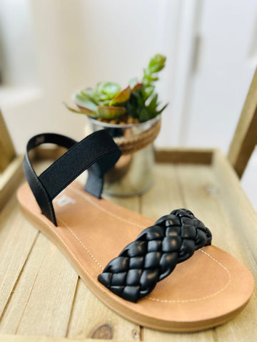 Remi Braided Band Elastic Black Sandal