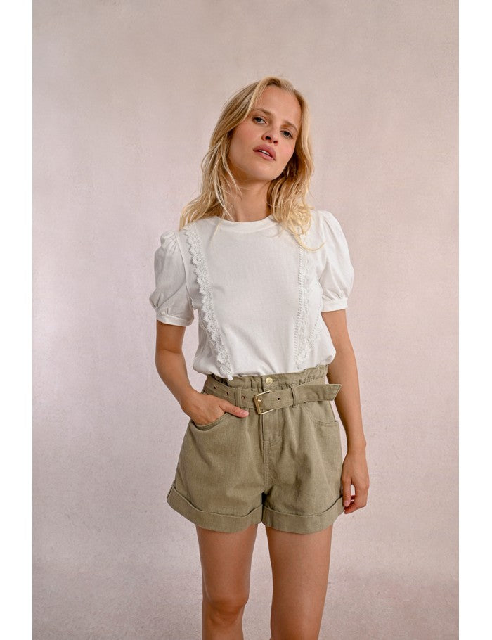 Layla Lace Accent Top (Off White) - 25% OFF AT CHECKOUT - FINAL SALE