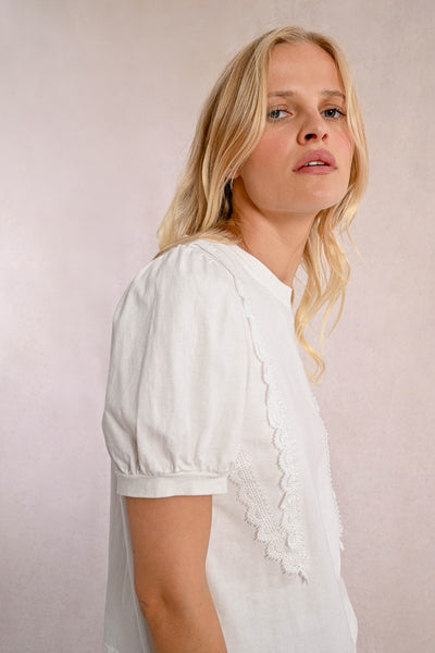 Layla Lace Accent Top (Off White) - 25% OFF AT CHECKOUT - FINAL SALE