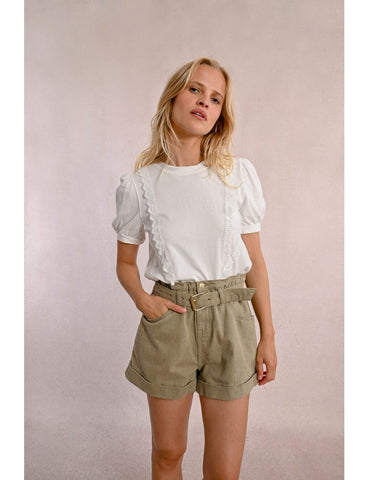 Layla Lace Accent Top (Off White) - 25% OFF AT CHECKOUT - FINAL SALE