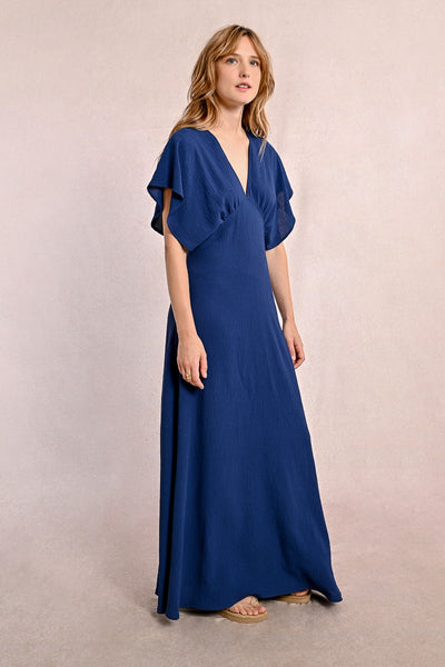 Dora Plunge Maxi Dress (Marine Blue)