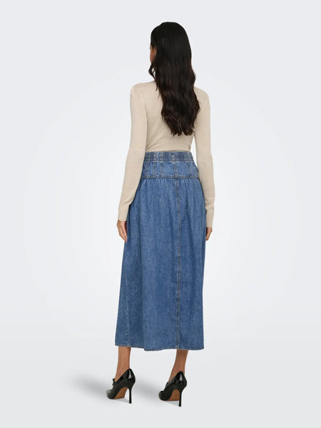 Lyra Denim Maxi Skirt (Medium Blue)