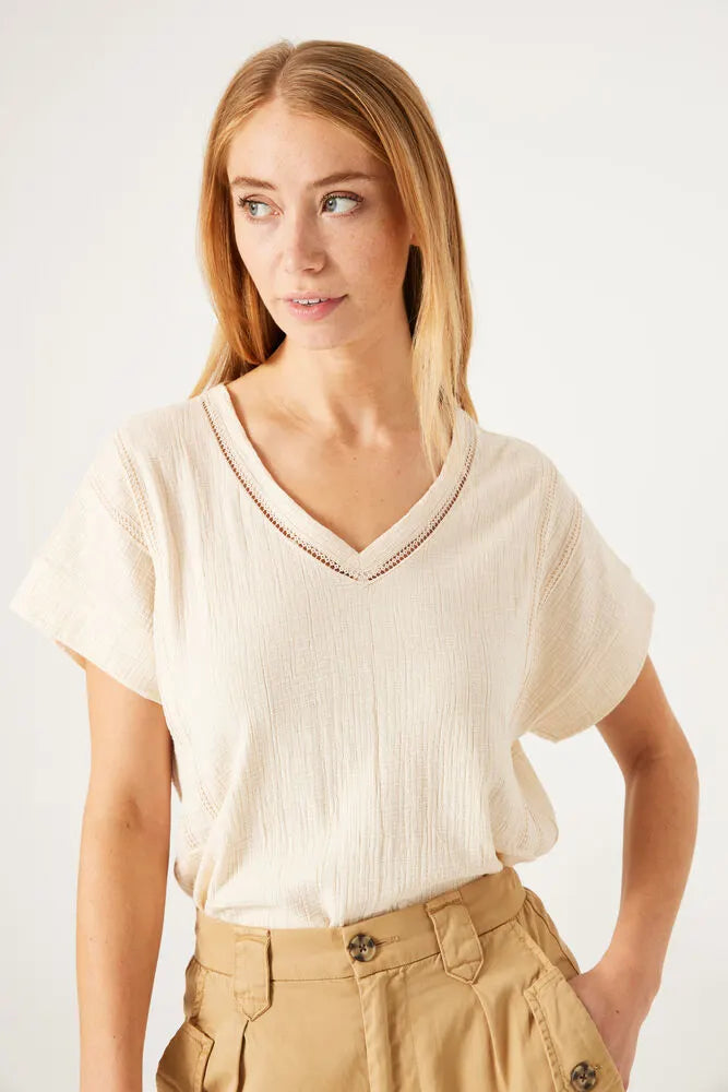 Morlie Crochet Detail Top (Taupe)