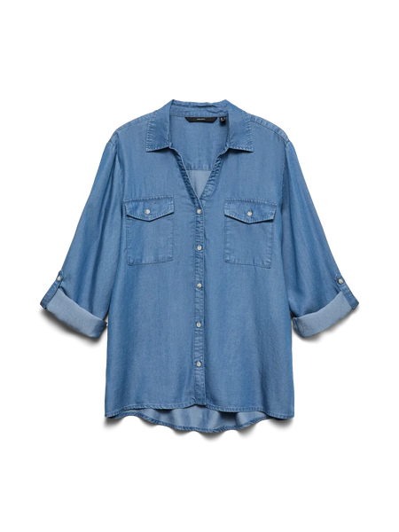 Bree Button Down Tencel Shirt (Med Blue)