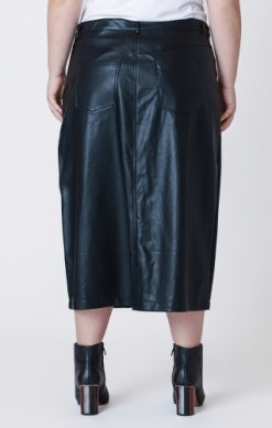 PLUS Moira Faux Leather Long Skirt (Black)