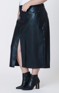 PLUS Moira Faux Leather Long Skirt (Black)