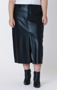 PLUS Moira Faux Leather Long Skirt (Black)