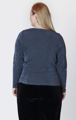 PLUS Abby Draped Sheen Top (Coal Sheen)