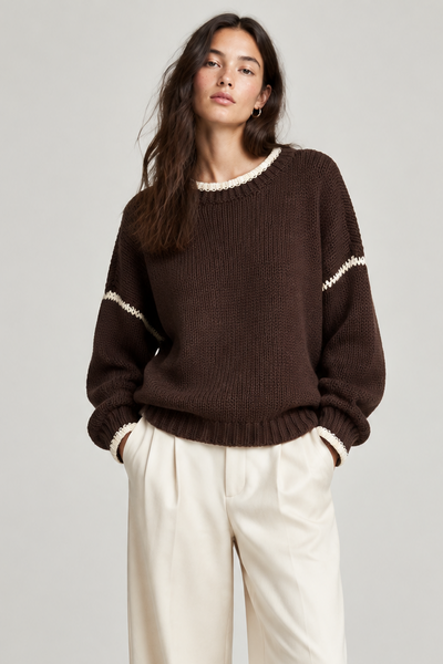Margot Cotton Blend Sweater (Chocolate Torte)