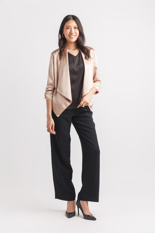 Lannie Satin Blazer Jacket (Champagne)