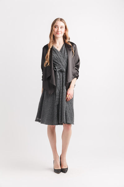 Lannie Satin Blazer Jacket (Black)