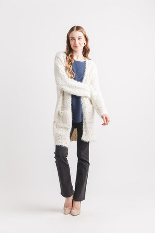 Martine Flecked Eyelash Cardigan (Cream)