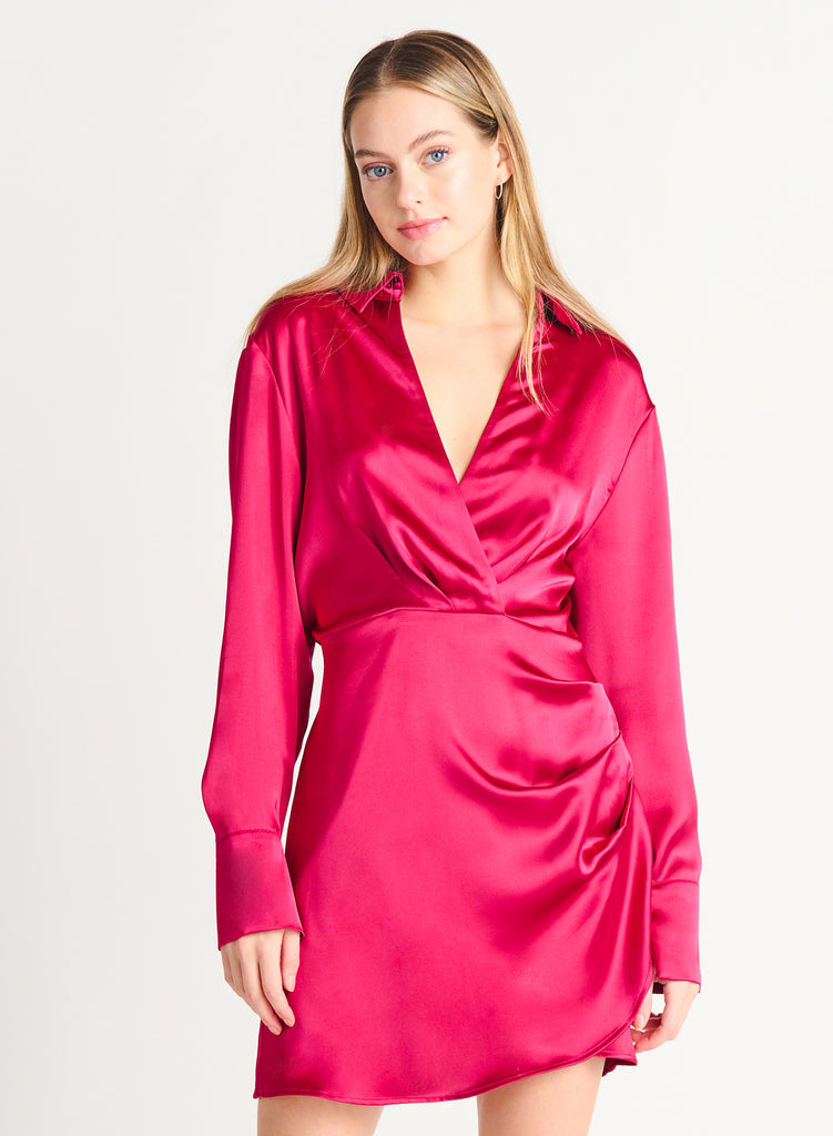 Hot pink hotsell wrap dress