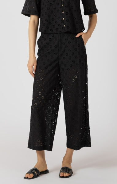Ava Embroidered Crop Trouser (Black)