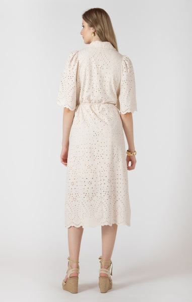 Hilary Embroidered Shirt Dress (Ecru)