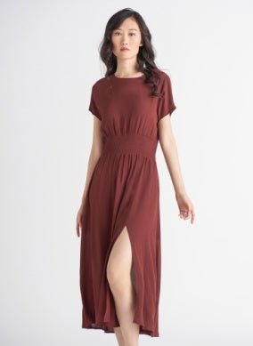 Lorna Terra Cotta Smocked Waist Midi Dress