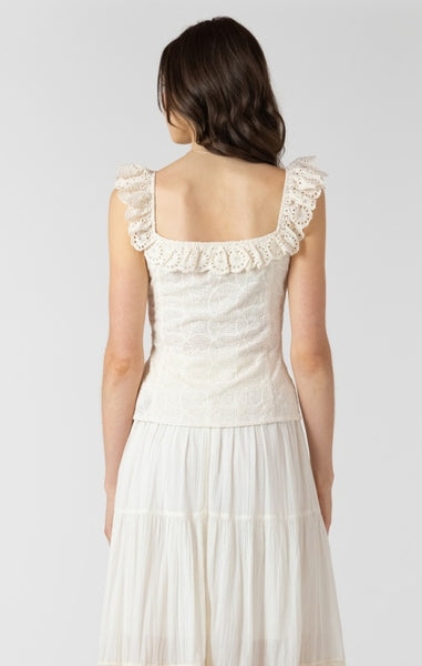 Eve Button Front Eyelet Tank (Ecru)