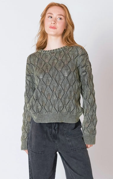 PLUS Olivia Cotton Pointelle Sweater (Washed Khaki)