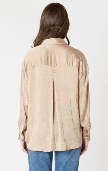 Nina Crinkle Effect Satin Blouse (Champagne)