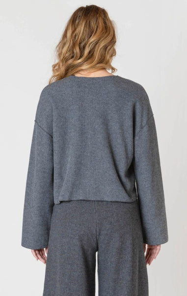 Analise Button Down Cardigan (Charcoal Heather)