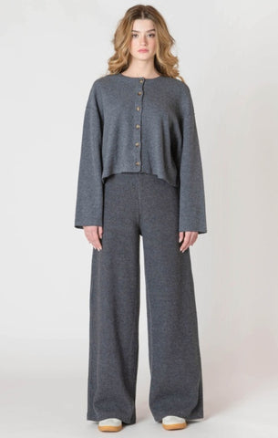 Analise Button Down Cardigan (Charcoal Heather)