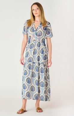 Isabel Medallion Maxi Dress (Blue)