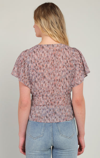 Courtney Smocking Waist Top (Brushstroke Dot)