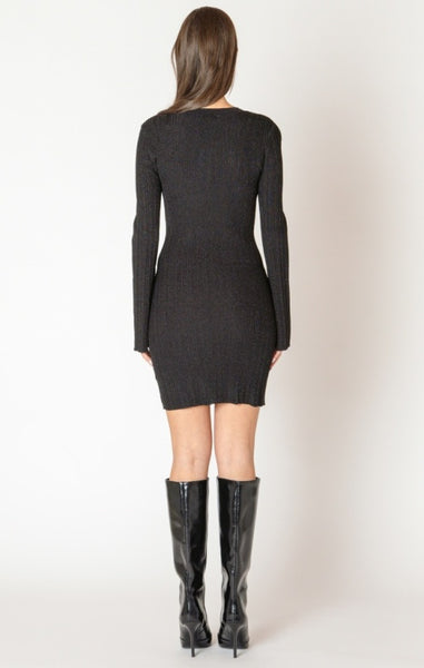Stevie Shimmer Sweater Dress (Black)