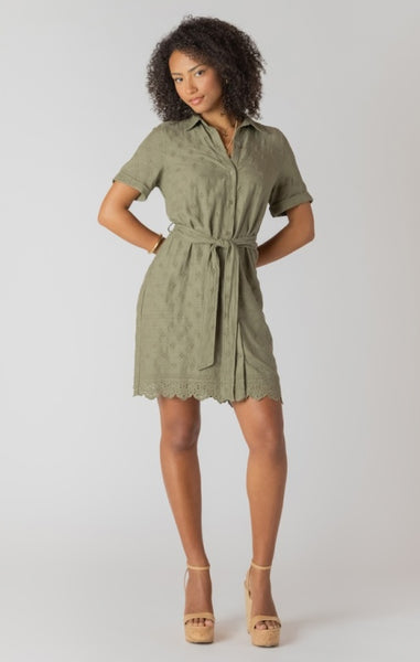 Hilary Eyelet Dress (Olive)