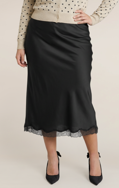 PLUS Katie Satin Skirt (Black)