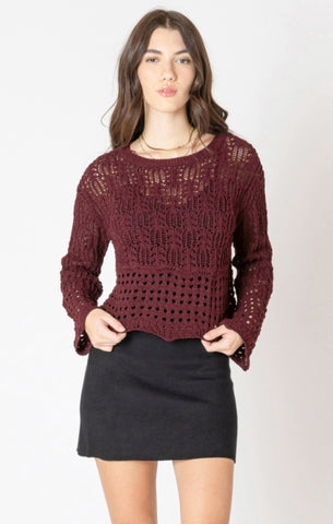 PLUS Janice Open Stitch Sweater (Wine)