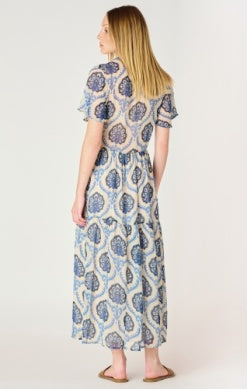 Isabel Medallion Maxi Dress (Blue)