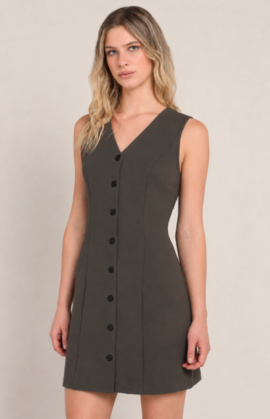 Vera Button Up Dress (Olive)