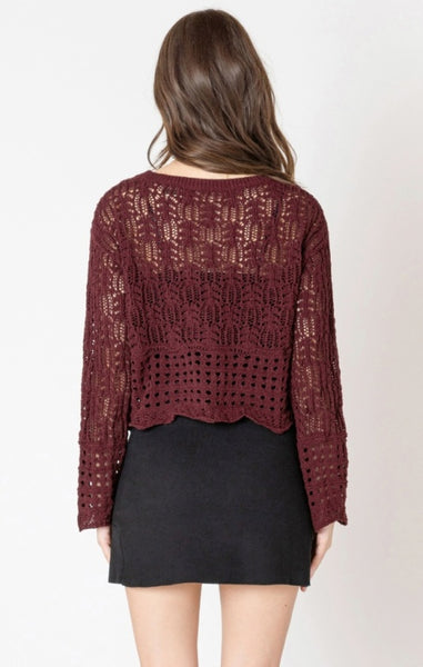 PLUS Janice Open Stitch Sweater (Wine)