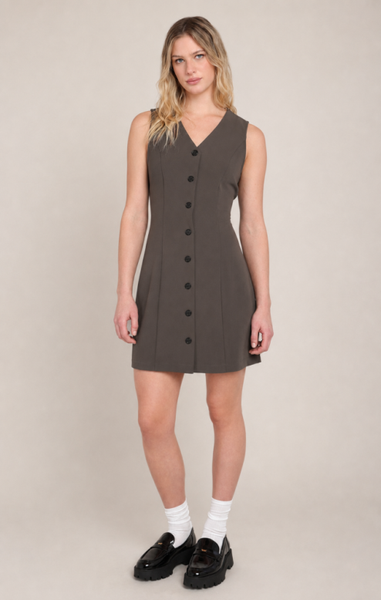 Vera Button Up Dress (Olive)