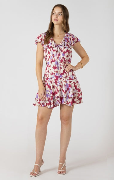 Michelle Ruffled Mini Dress (Berry Bouquet)