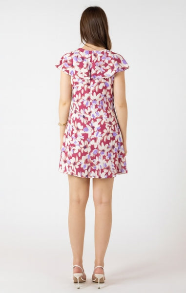 Michelle Ruffled Mini Dress (Berry Bouquet)