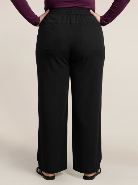 PLUS Rachel Satin Block Wide Pant (Black)