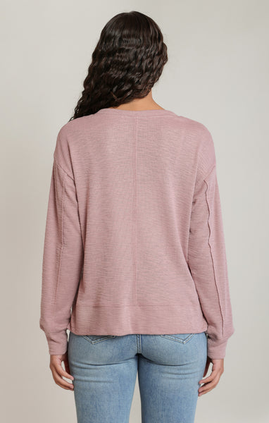 PLUS Macey Slub Long Sleeve Top (Dusty Rose)
