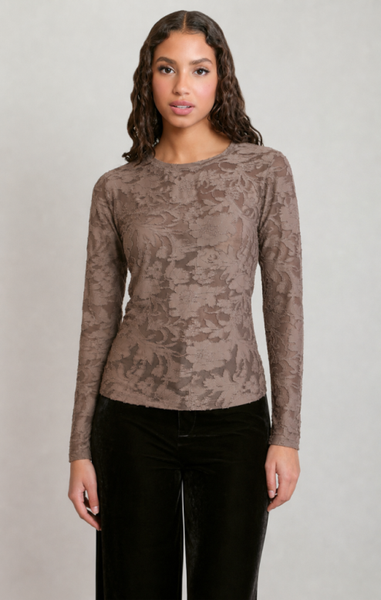 Bela Patterned Top (Dark Taupe)