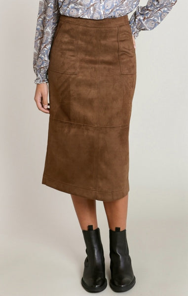 Lilianna Faux Suede Skirt (Caramel)