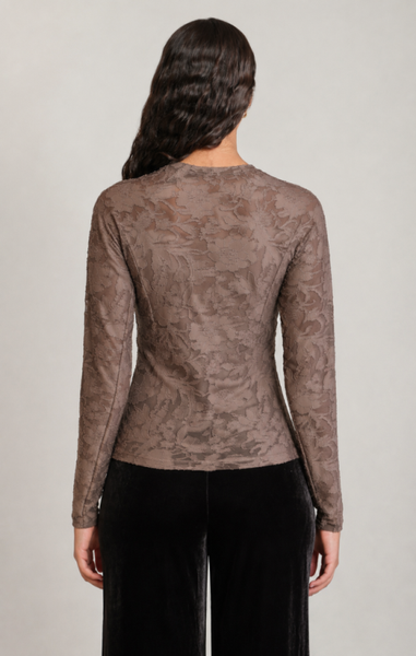 Bela Patterned Top (Dark Taupe)