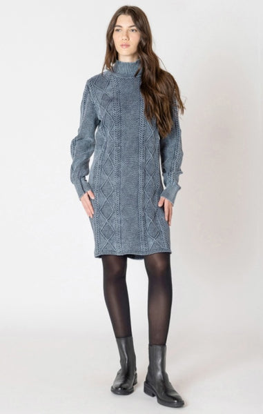 Misty Cotton Sweater Dress (Washed Indigo)